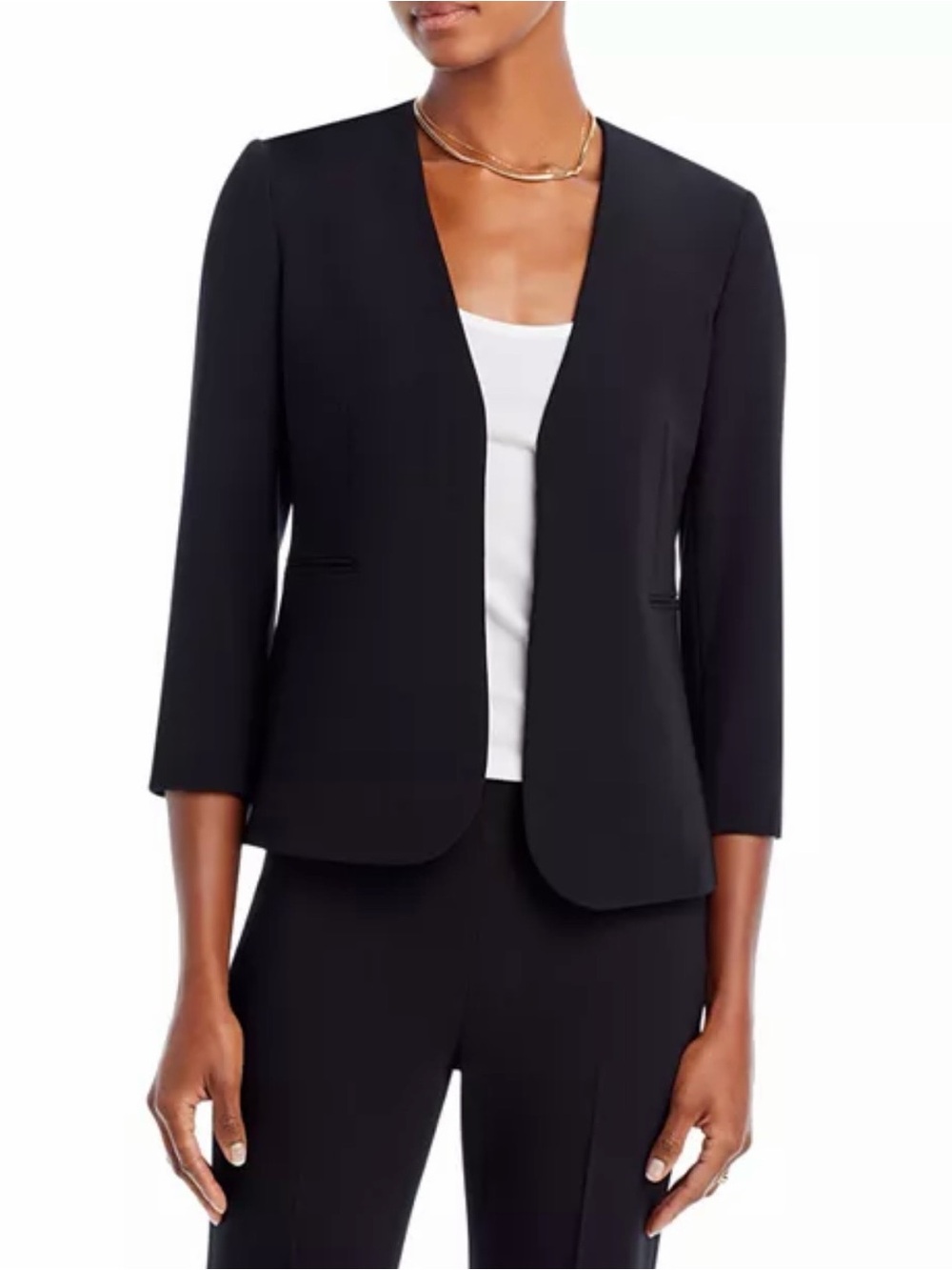 Theory Black Women's Open-Front Collarless Blazer